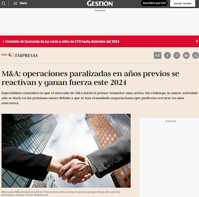 M&A: operaciones paralizadas en aos previos se reactivan y ganan fuerza este 2024